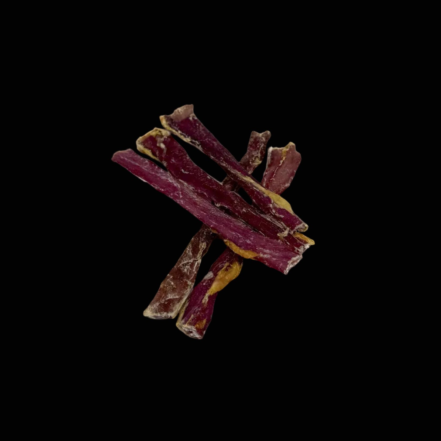 Dried beef sticks on a white background