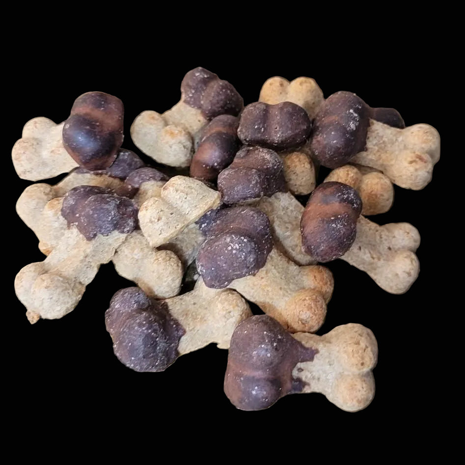 Dog treats on a black background