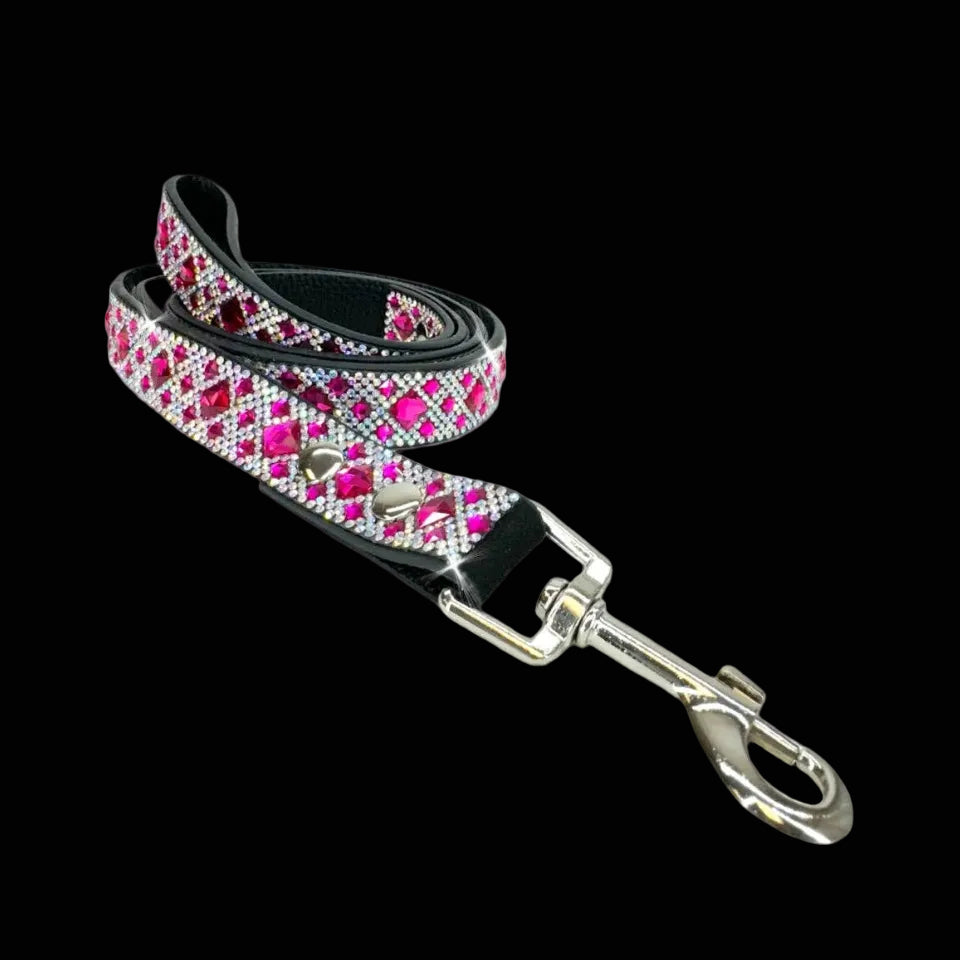 Jacqueline Kent - Diamonds in the Ruff Dog Collars and Leashes - Pink Silver