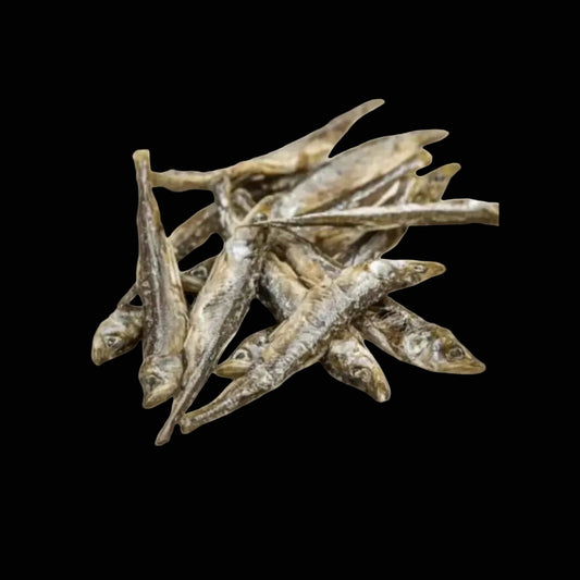 Dried fish on a black background